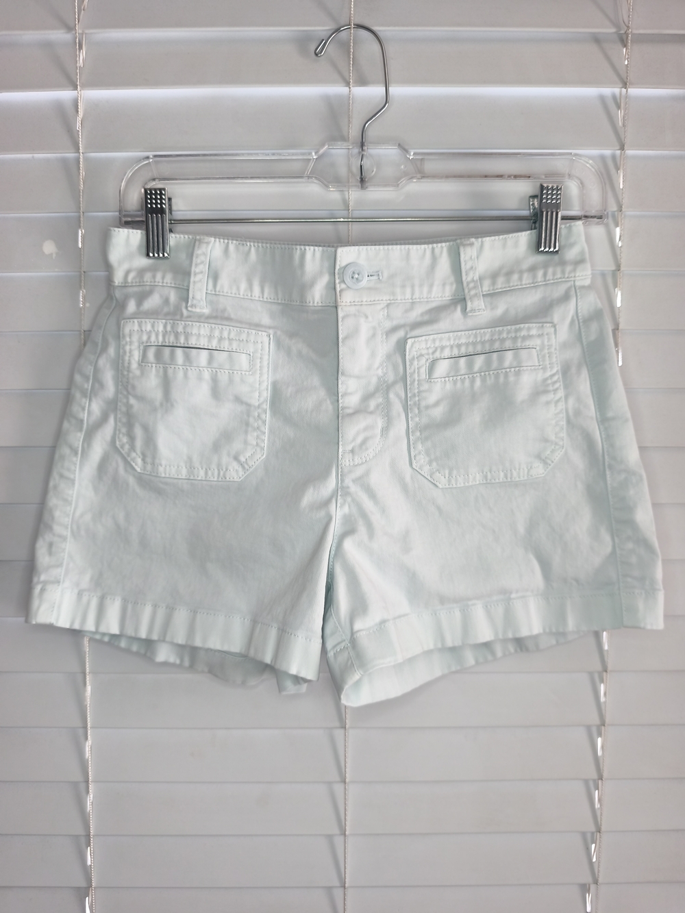 J.Crew Patch Pocket Chino Shorts Women's Size 00 Blue High Rise BF393 SP EUC